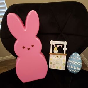 Hobby Lobby EASTER Pink Expandable Bunny and Blue Egg Decor Set